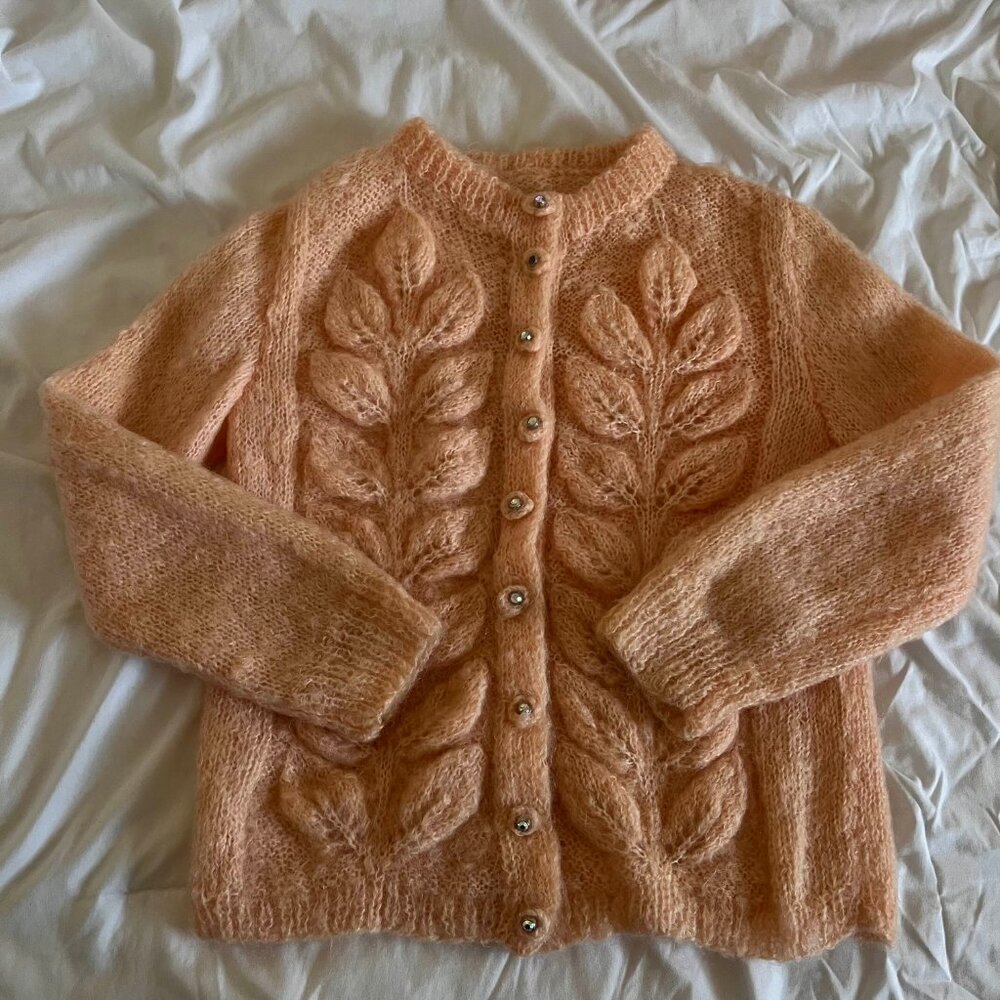 Pink Hand Knit Wool Cardigan - Chunky/Fuzzy - Picture 2 of 9
